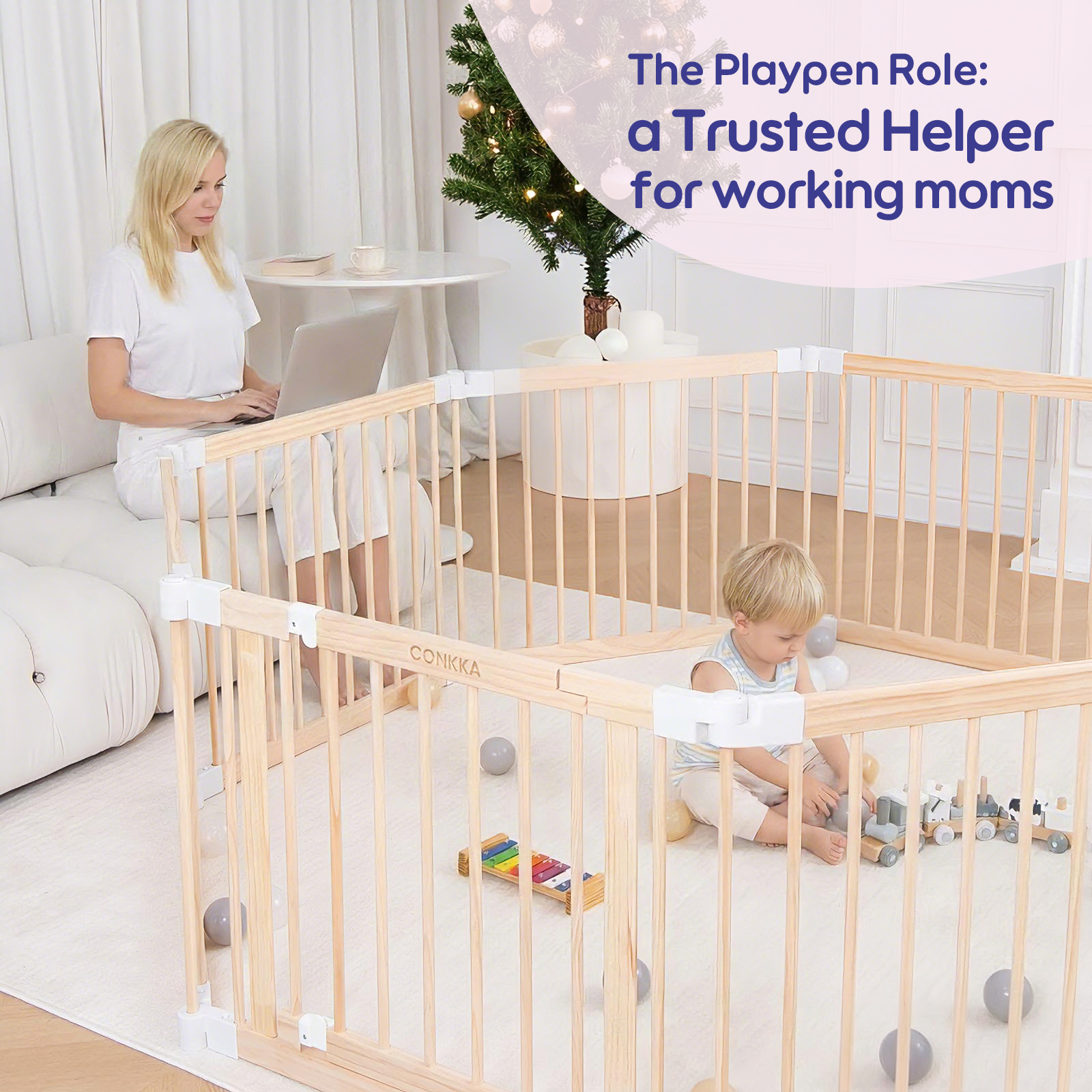 conkka foldable wooden baby playpen large play yard for babies and toddlers, 2 in 1 portable fence custom 25″ tall wood gate with adjustable size & shape for infants 3 12 months 63x63x25 inch conkka foldable wooden baby playpen large play yard for babies and toddlers, 2 in 1 portable fence custom 25″ tall wood gate with adjustable size & shape for infants 3 12 months 63x63x25 inch